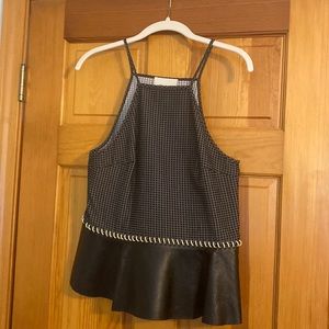 3-1 Phillip Lim 100 percent Lamb leather peplum waist top. Size 6